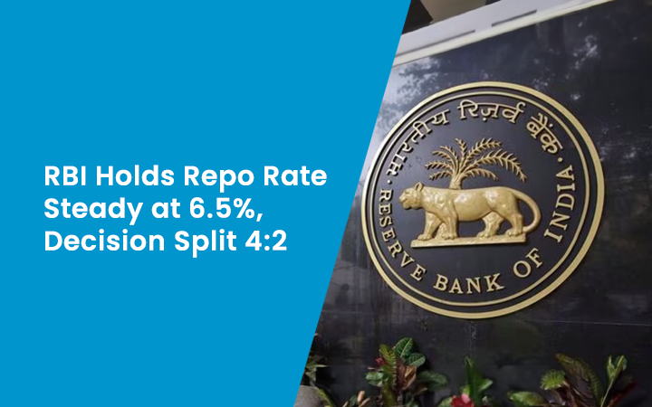 RBI Holds Repo Rate Steady at 6.5%, Decision Split 4:2