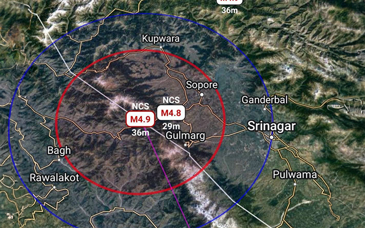 In a concerning development, Kashmir’s Baramulla district was hit by two successive earthquakes, both registering a magnitude of 4.9, in the early hours of the day. The seismic activity has sparked alarm among local residents, though there have been no immediate reports of casualties or significant damage.